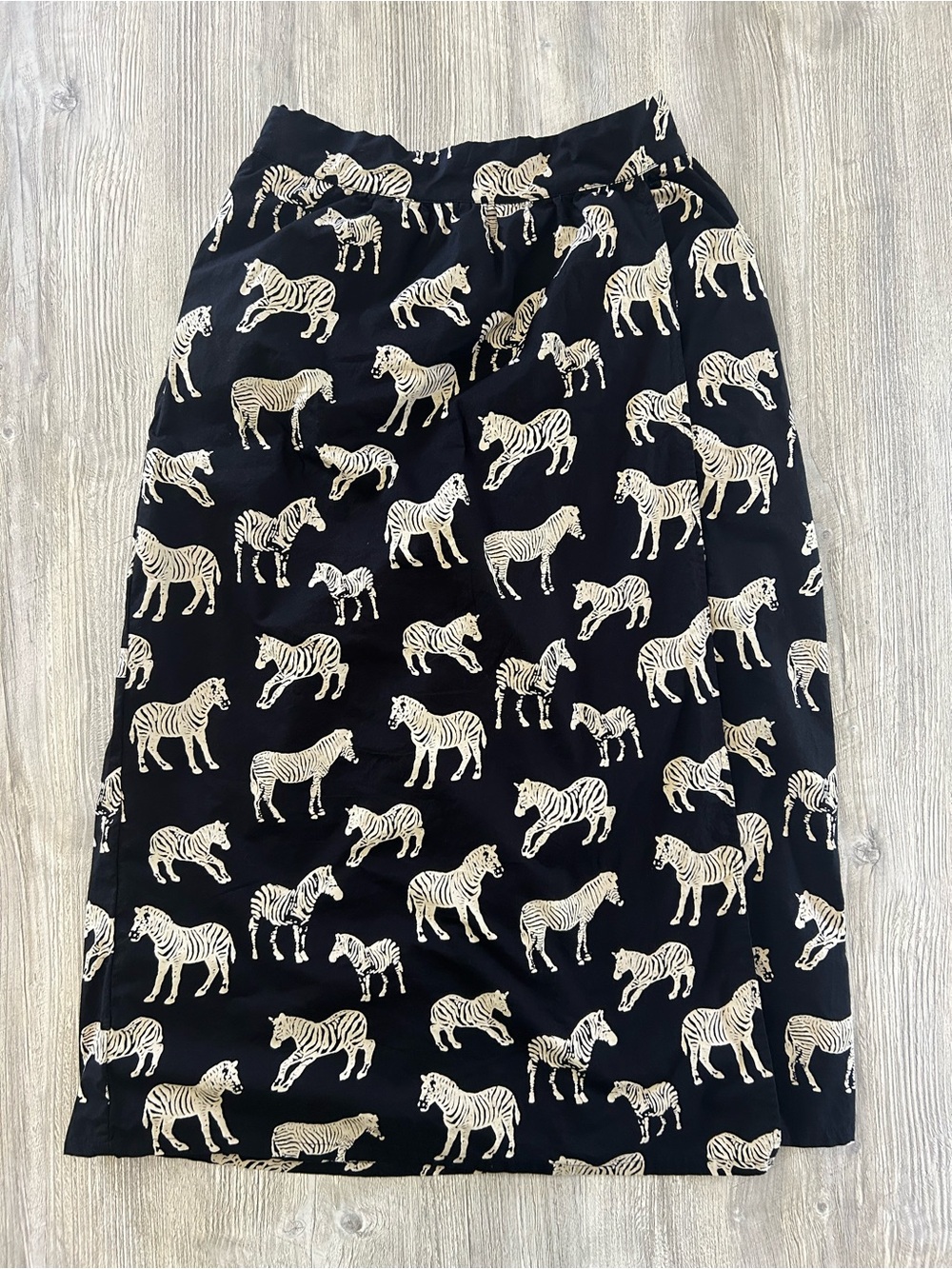 Anthropology Porridge Clothing Zebra Print Small Cotton Midi Skirt Wrap